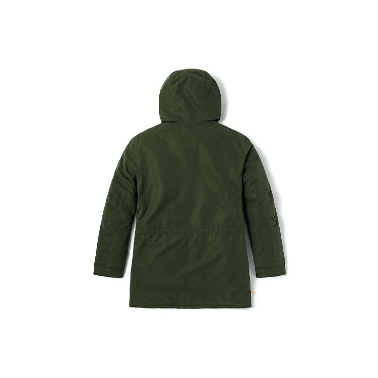 Timberland Logo Izolovaná Dlouhá Bavlněná Bunda s Kapucí Pánská Svrchní Oblečení Zelená A4392-U31