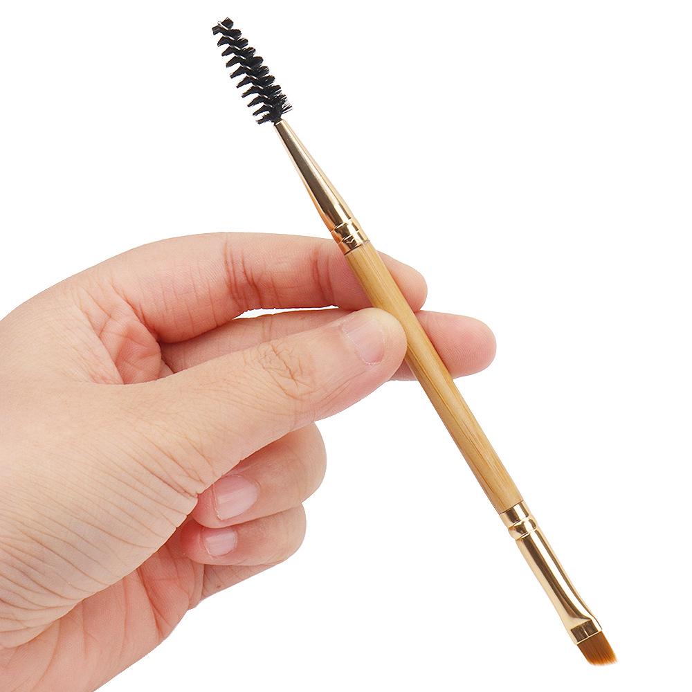 Bambus-Doppelseitiger Make-up-Pinsel: Augenbrauenkamm, Eyeliner, Mascara, Lidschatten- und Puderpinsel für bequeme Schönheit.