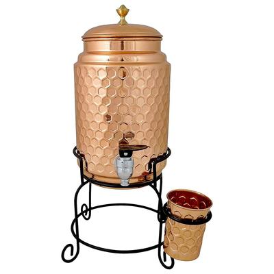 Χάλκινο Μπουκάλι Νερού, 1000ml, Σετ 1 τεμαχίου, Πράσινη Εκτύπωση (Κοπή διαμαντιών)