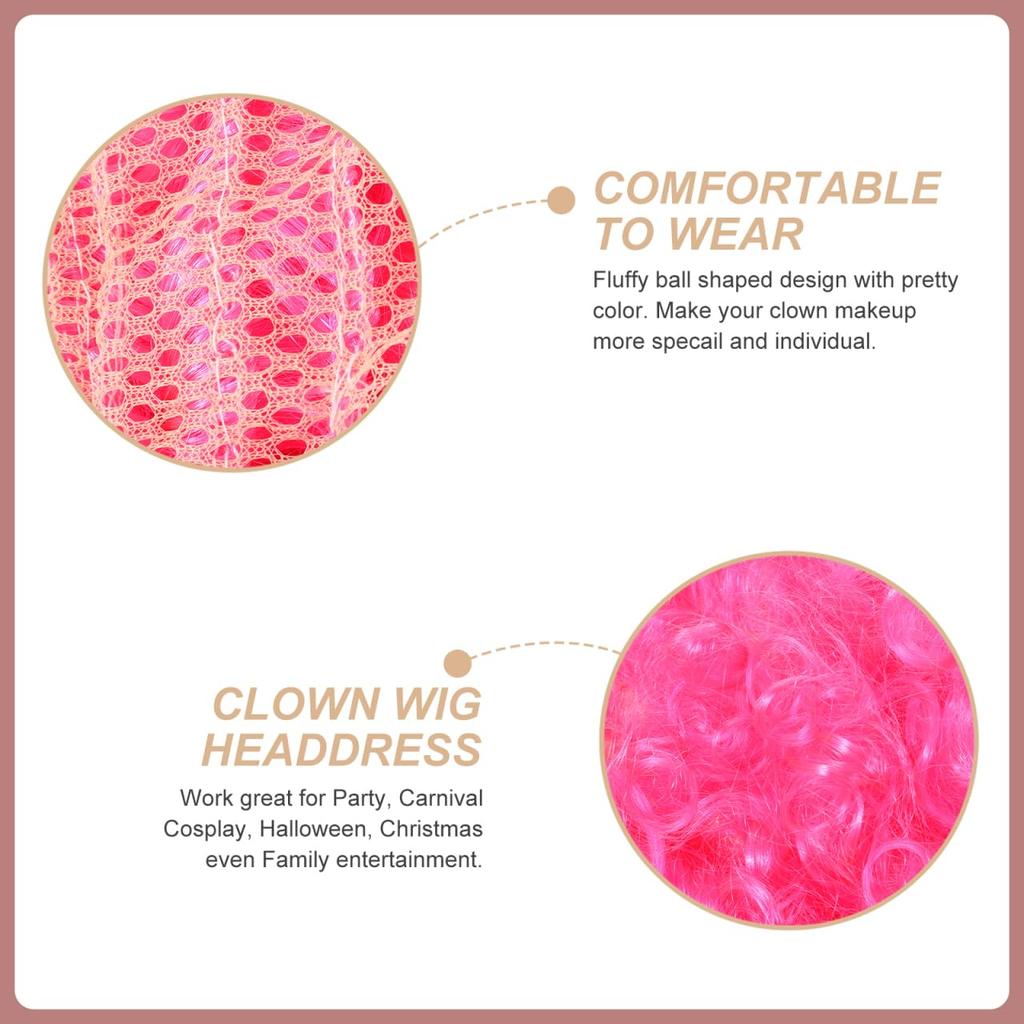 LEDMOMO Halloween Clown Afro Fluffy Ball Clown Party Pink Wig, Wig, Shape, Unisex, Lightweight, Hair, Costume, Wig,