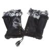 High Quality Half Finger Female Gloves Cute Plush Leather Gloves Faux Rabbit Hair Wrist Fingerless Mittens For Women