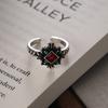 Elegant Geometric Shaped Red Zircon Copper Ring For Women Unique Vintage Punk Fashion Accessory