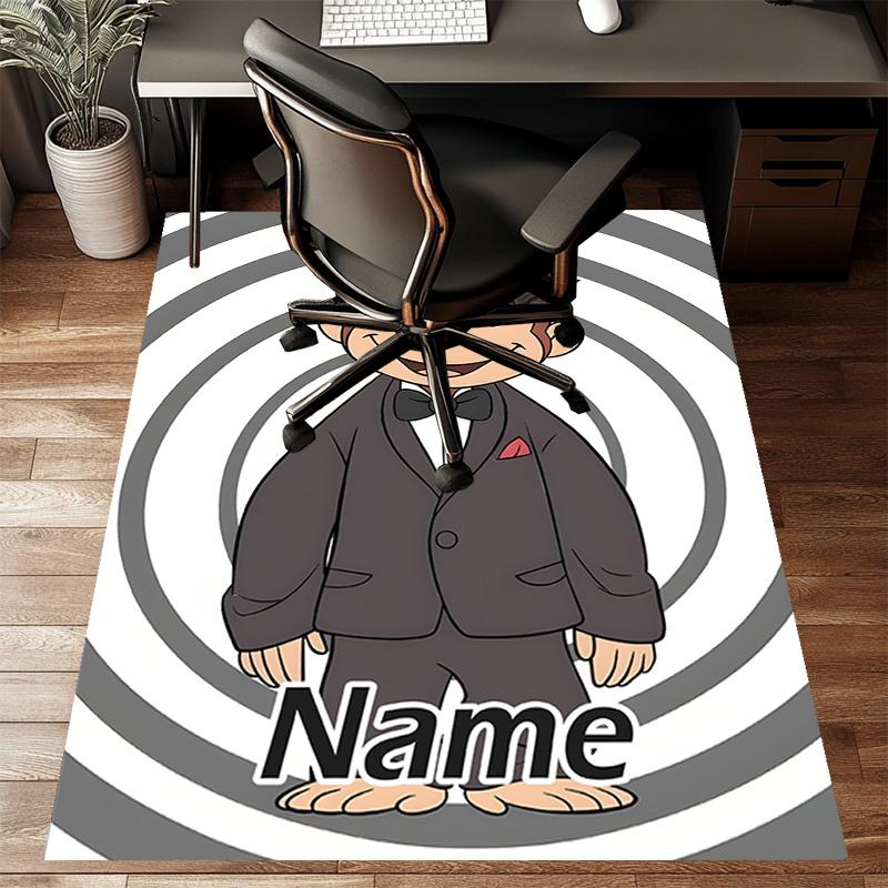 Custom Curious George Mat Personalized Name, Polyester Washable Indoor Entryway Rug, Gift for Christmas, Easter, Thanksgiving Day