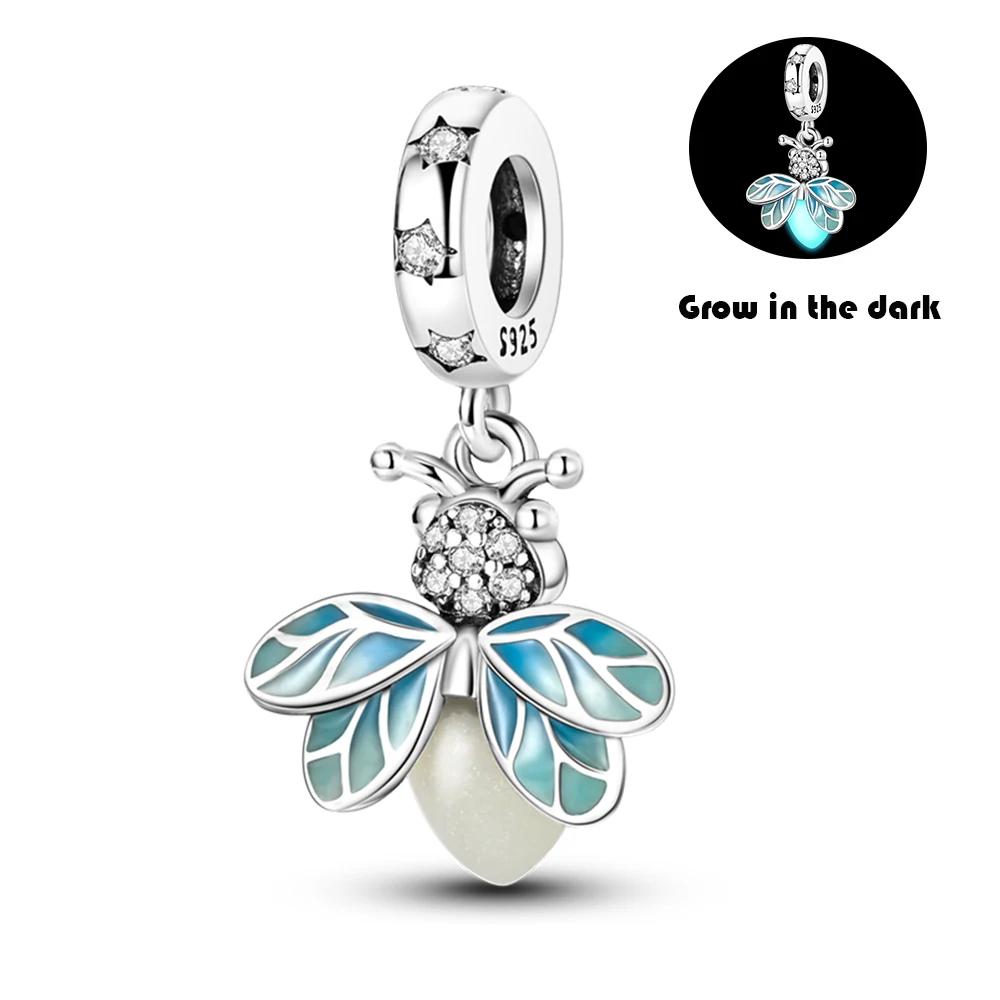 Luminous Bee Firefly Dangle Charm Copper Spring Themed Pendant For Bracelet Necklace Diy Charms Jewelry