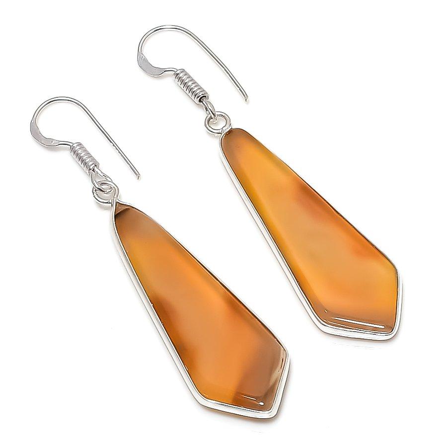 

Серьги из натурального монтанского агата, стерлингового серебра 925 пробы, 2,21 дюйма, i8v87