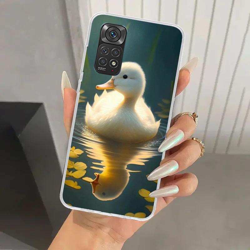 White Swan Grace Art Phone Case for Xiaomi Redmi Note 15 14 14S 13 12S 12 Pro 11S 11 Plus 11T 11E 10S Soft Funda Print Shell Red