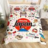 Cartoon Sushi Food Duvet Cover Twin For Kids Teen Microfiber Japanese Cuisine Bedding Set Kawaii Cat Cherry Blossoms Quilt Cover