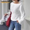 Women's Fashion Casual Solid Color Print Long Sleeve O-Neck Blouses & Shirts Unique Design