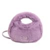 New Pattern Women Faux Fur Plush Handbags Fashion Lady Small Shoulder Crossbody Bag Winter Casual Tote Half-Moon Hobos for Women