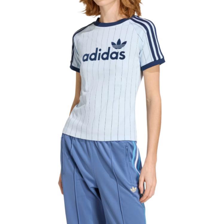 adidas Originals Striped Letter Short Sleeve T-Shirt Women Tops KQ9063