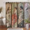 Tendalino per Doccia Trittico Donne Art Nouveau - Arte Floreale Vintage con Abito Svolazzante - Decorazione Bagno Casa Interno Tenda da Bagno