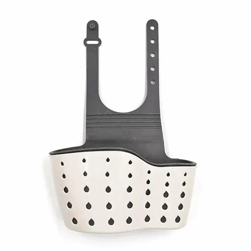 Home Storage Cestello di scarico Supporto per lavello da cucina Mensola per sapone e spugna regolabile Cestello di scarico appeso Borsa Accessori da cucina