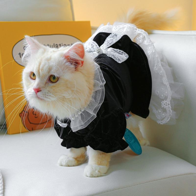 Dog Costume Dress Cat Clothes Cute Clothing Outfits Small Animal Lace Decors Apparel for Girl Cat Puppies Small Dogs