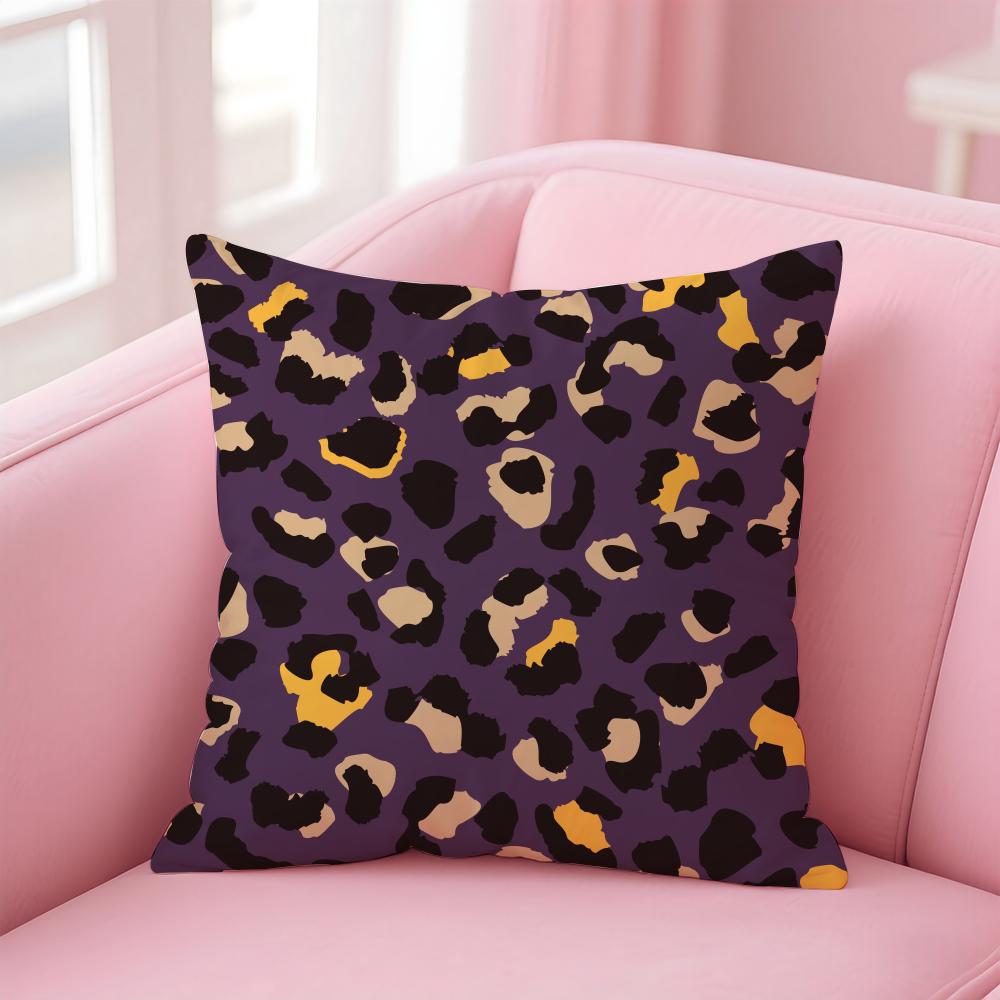 leopard print texture Cushion Cover Pillow Case Soft Friendly Fabric Concealed Zipper