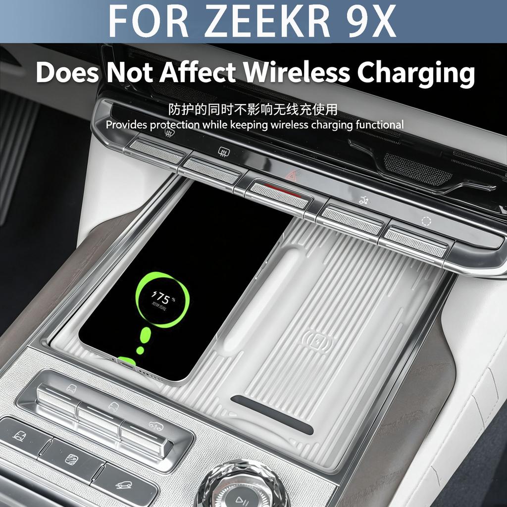 PER ZEEKR 9X Base di Ricarica Wireless, Pannello di Controllo Centrale, Tappetino per Pavimento, Tappetino Antiscivolo Interno, Accessori con Tappetino Protettivo in Silicone