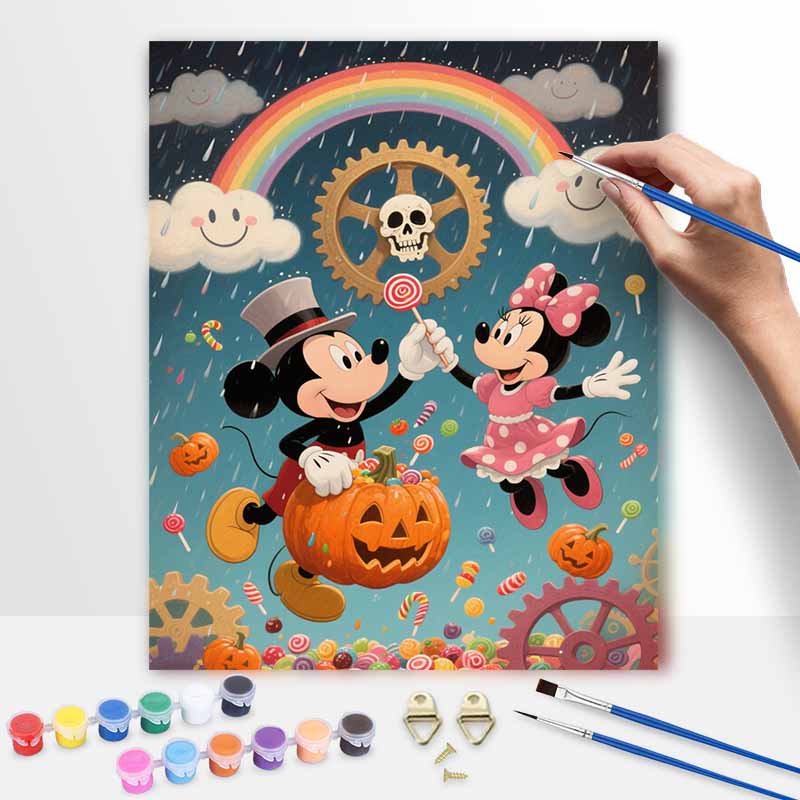 Disney Mickey Minnie Mouse Halloween Pumpkin Candy Oil Painting Art Kit. Handmade Diy Painting Home Decoration Gifts