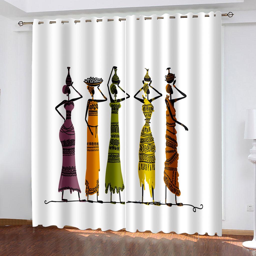 Afrykańska sztuka kobieca abstrakcyjny projekt darmowa wysyłka 2 sztuki cienka zasłona okienna do salonu sypialnia wystrój