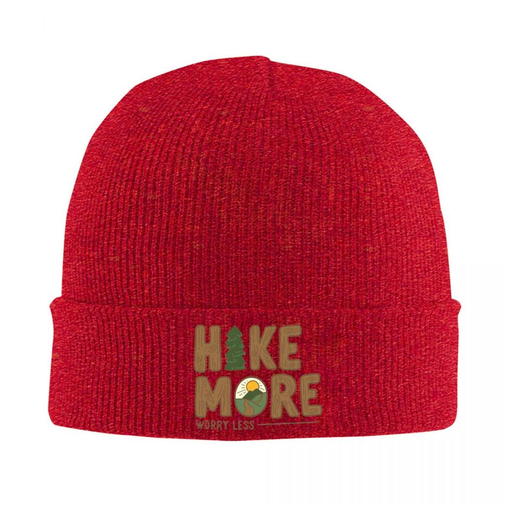 Hiker Hike More Worry Less Warm Knitted Cap Hip Hop Bonnet Hat Autumn Winter Outdoor Beanies Hats for Unisex Adult