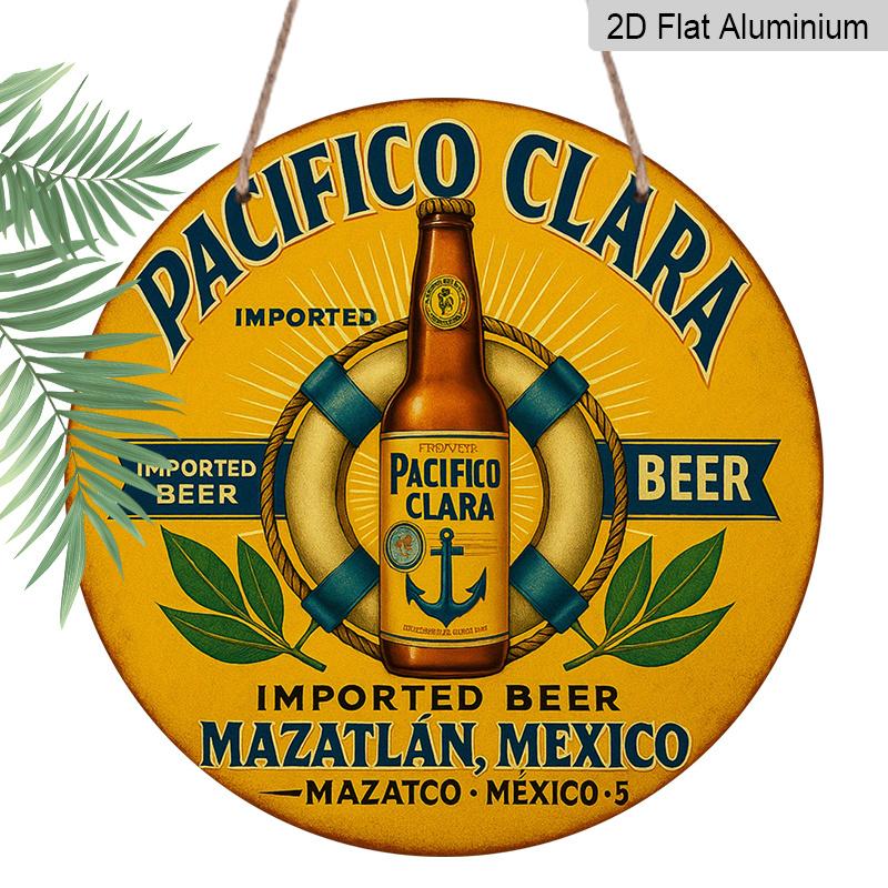 

2D Flat, 1pc Pacifico Clara Beer Metal Aluminum Plaque, Vintage Distressed Mexican Beer Label Design, Retro Nautical Style, Ideal for Beer Lover 7.87×7.87inch