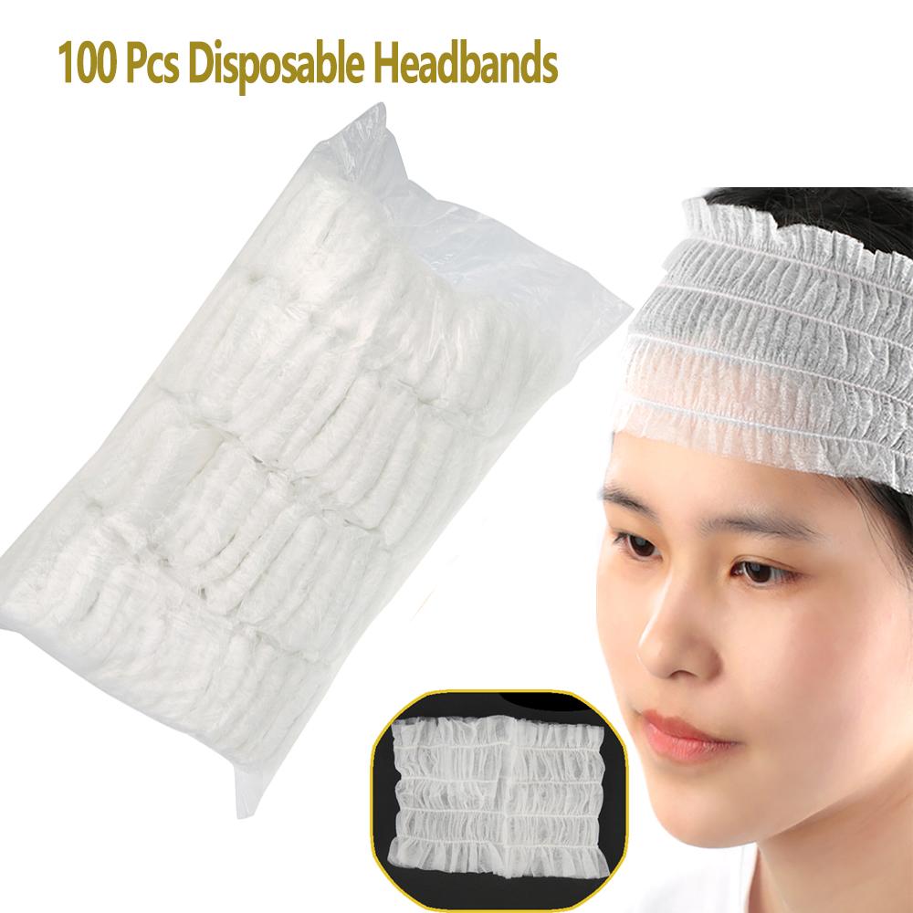 100 Pcs Disposable Headbands Non Woven Spa Salon Headbands Soft Stretch Skin Care Hair Band Lightweight&Breathable For Journey
