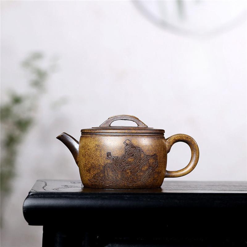 

300 мл чайники из фиолетовой глины Исин, ручной работы, большого калибра, горшок из сырой руды, гипертермический раздел, грязевой чайник с фильтром, чайный сервиз Zisha, подарок