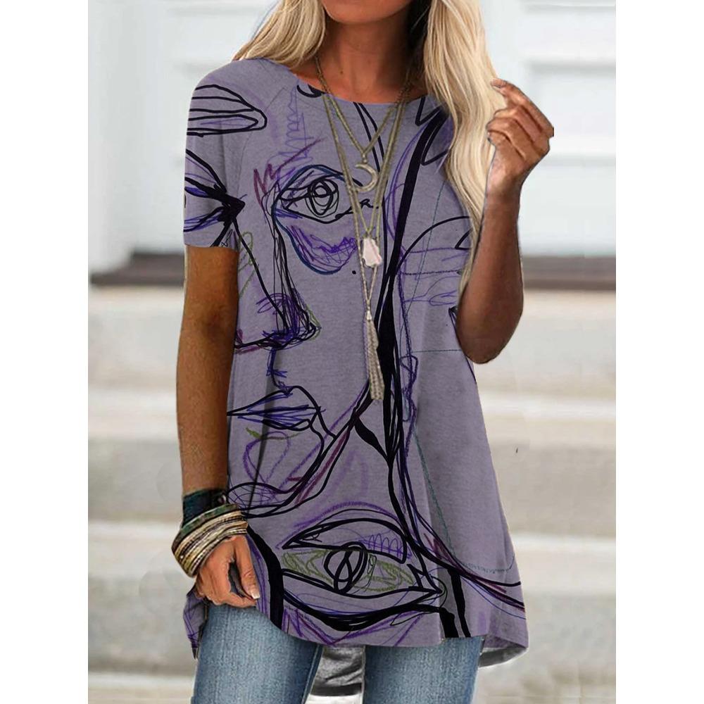 GMXIA Spring Fashion Women's Short Sleeve Digital Print T-shirt
