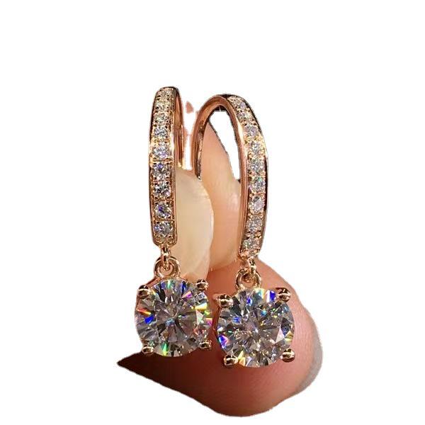 2023 Moissanite Women's Four-Prong 1 Carat Tassel Stud Earrings