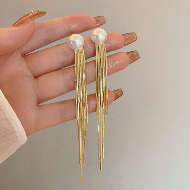 S925 Silver Geometric Tassel Stud Earrings: Fashionable Korean Style, Elegant Design, Versatile for Women