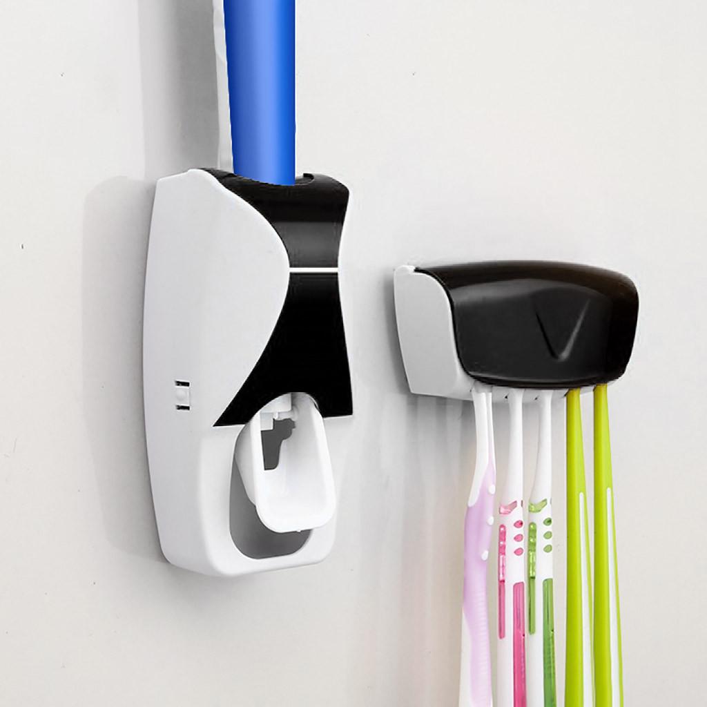 Buy Toothbrush Holder Automatic Toothpaste Dispenser Set Wall-Mounted ...
