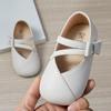 Kids Girls Simple White Cross Strap Mary Jane Shoes