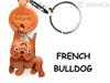 French Bulldog Genuine Leather Dog Banka Craft Leather Story in Keychain, (Handmade Japan)