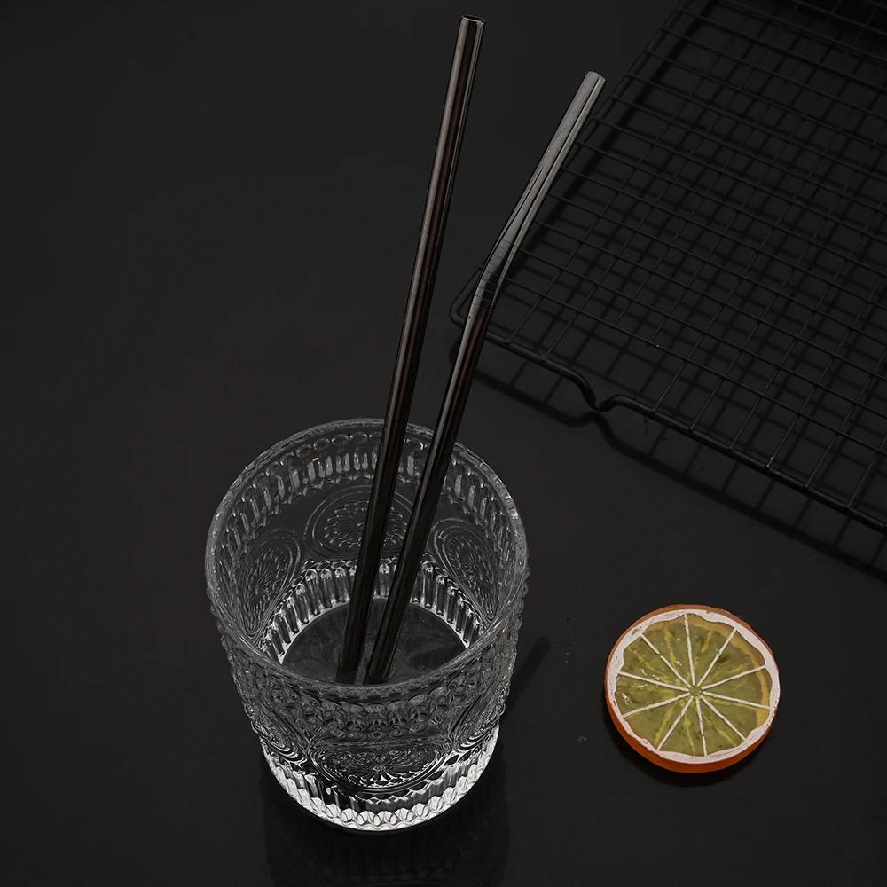 3Pcs Stainless Steel Straws Reusable Metal Drinking Straws With Cleaner Brush Set Eco Friendly Straws for Cocktail Bar Accessory
