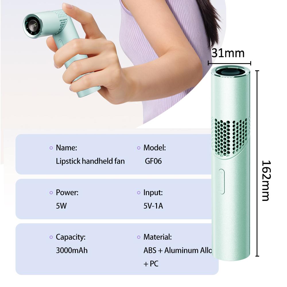 

New Creative Foldable handheld small fan Outdoor mini high-speed with 199 levels portable USB charging foldable lipstick mini fan TS82-GF06-GN