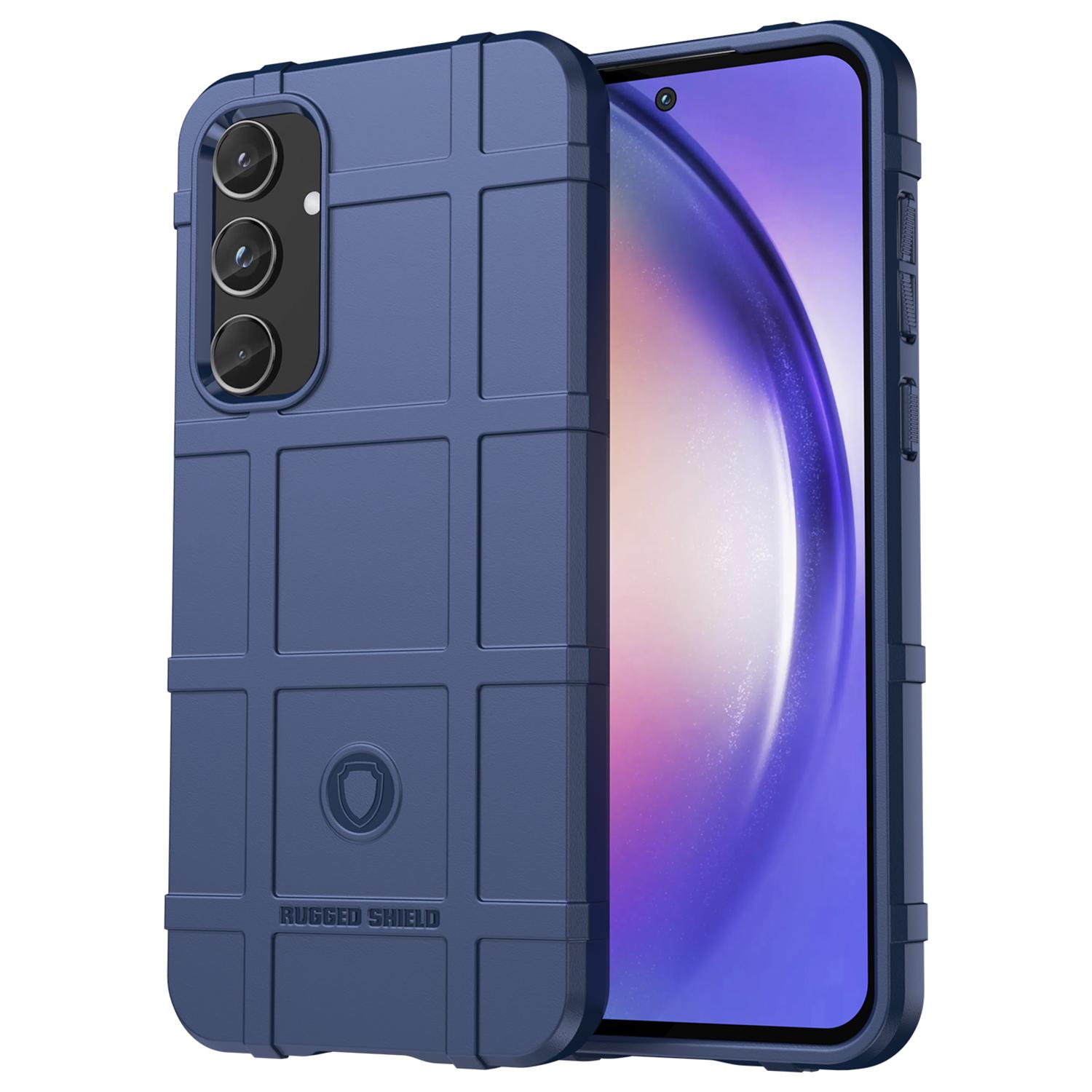 

For Samsung Galaxy A55 5G Case Anti-Scratch Square Grid TPU Shell Phone Cover Blue