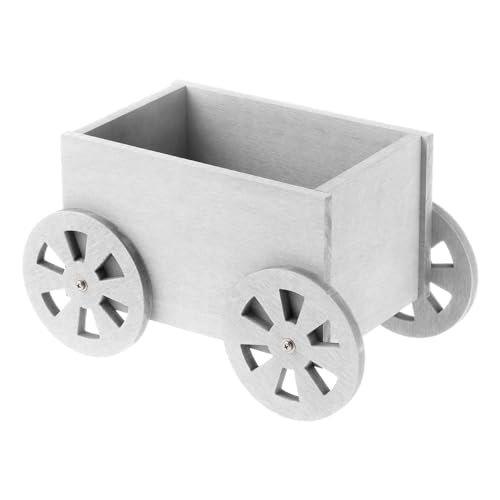 iGarden Artificial Wood Wheelbarrow Planter - Natural, Durable
