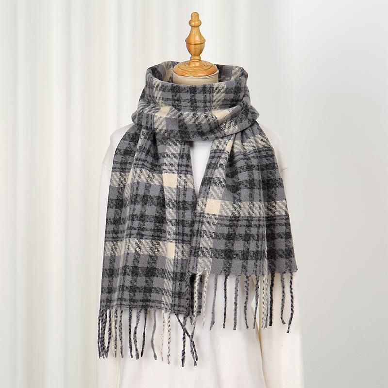 Luxury Brand Cashmere Women Plaid Scarf Winter Warm Shawl and Wrap Bandana Pashmina Female Foulard Square Thick Blanket Poncho