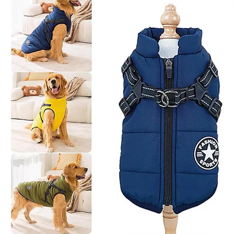 Winter Dog Coat Thicked Harness Cloth Waterproof Windproof Snow Jacket Warm Snowsuit Vest for Small Medium Large Dogs