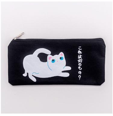 1 Pcs Cute Cartoon Cat Canvas Zipper Pencil Bag Case Children Pen Bags Women Cosmetic Bag Children Gift Stationery