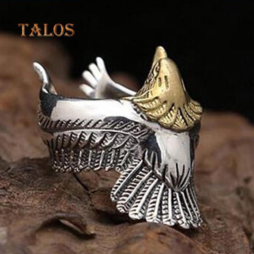 Buy Unique Flying Eagle Biker Ring Cool Punk Men's Animal Vintage Open ...