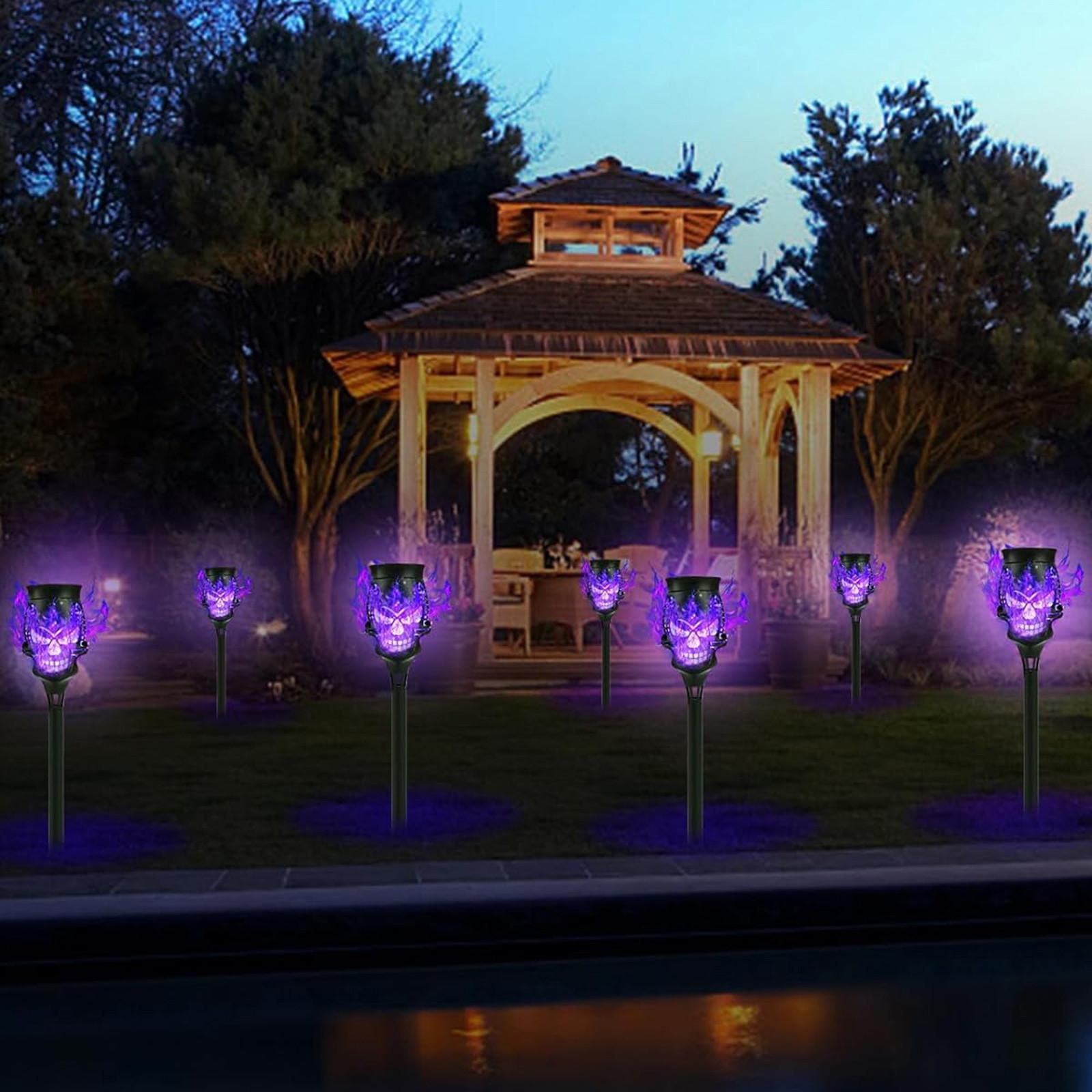 

Solar Powered Lamp Simulation Flame Light, Inserting The Lamp Into The Garden