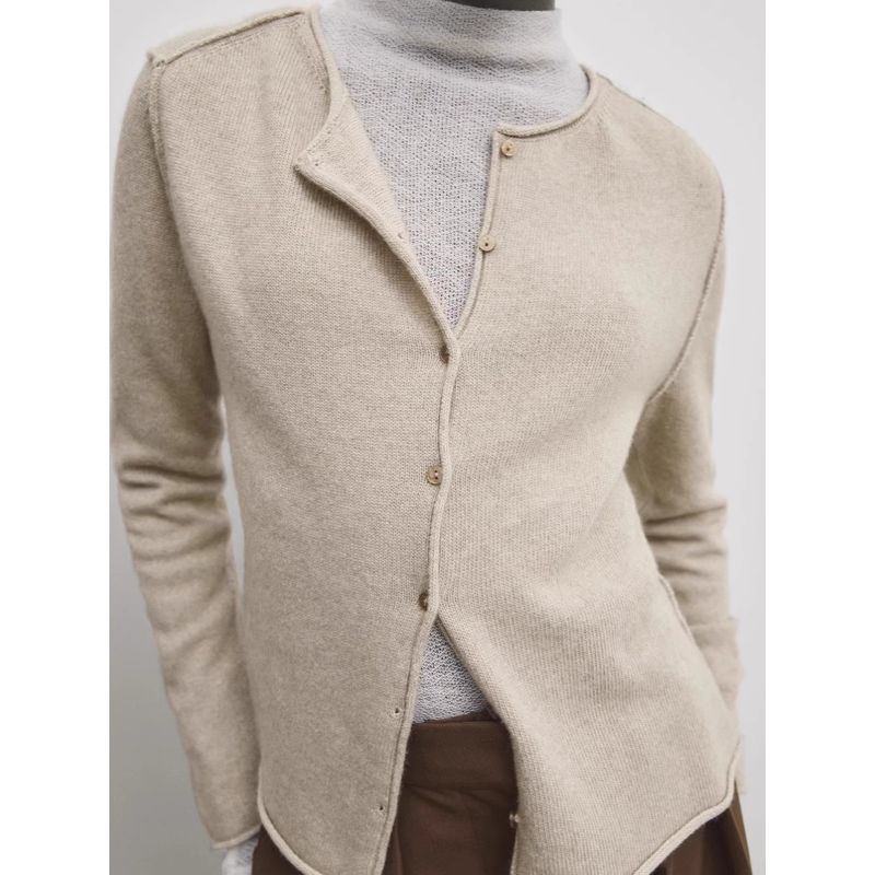 MD Women clothes New Casual Fashion Clean Fit Crew Neck Short coat Knitted Cardigan 05641614771