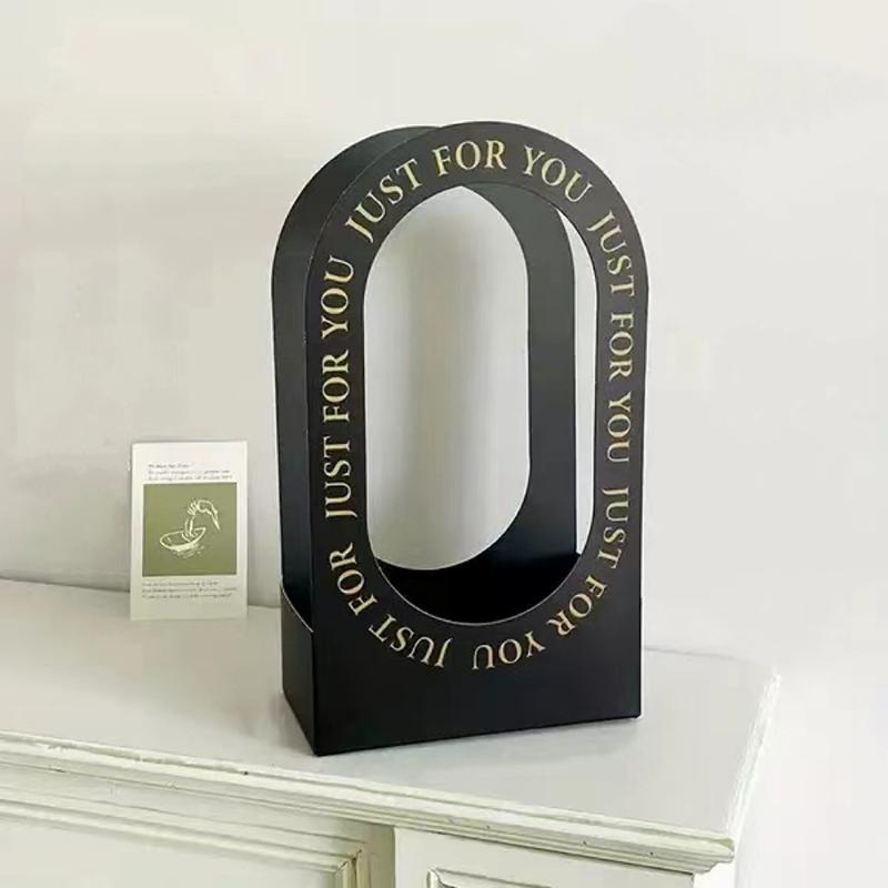 

1 шт. Портативная цветочная корзина, упаковка для роз, подарочная коробка для свадьбы, дня рождения, рождественской вечеринки, букета цветов, декора чёрный