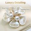 Flower Cufflinks Faux Pearl Rhinestone Flower Button Covers for Women Dress Shirts Crafting DIY Embellishments Gifts