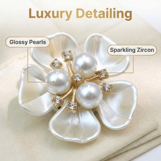 Flower Cufflinks Faux Pearl Rhinestone Flower Button Covers for Women Dress Shirts Crafting DIY Embellishments Gifts