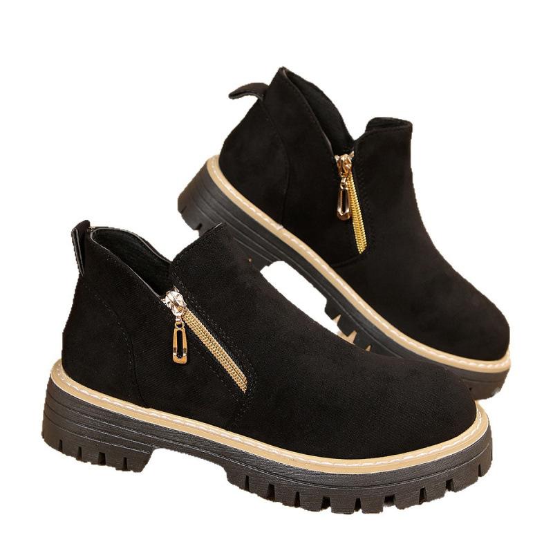 New autumn and winter platform Martin boots large size round head side zipper platform short boots