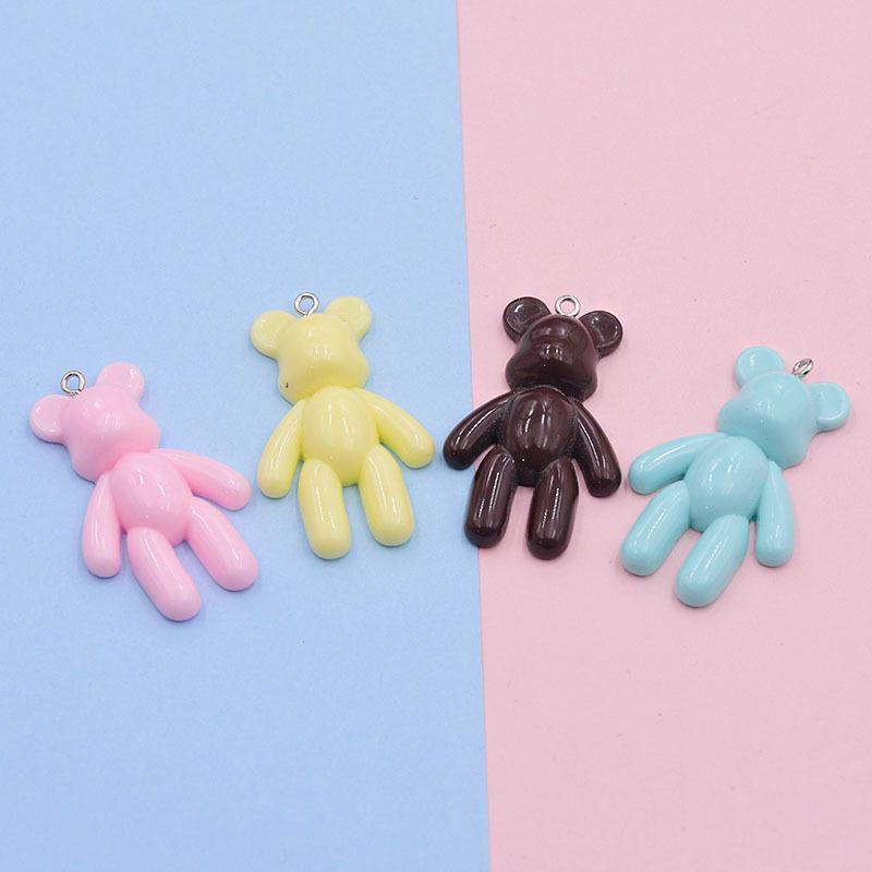Macaron Color Little Bear Resin Pendant Keychain - DIY Handmade Jewelry Accessory S1