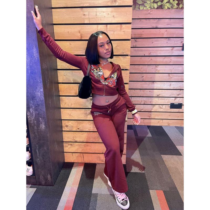 European and American Women's 2024 Casual Street Print Two-Piece Suit - Multicolor Girlfriend Set