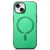For iPhone 15 Leather Back Case Compatible with MagSafe Skin-Touch Phone Cover