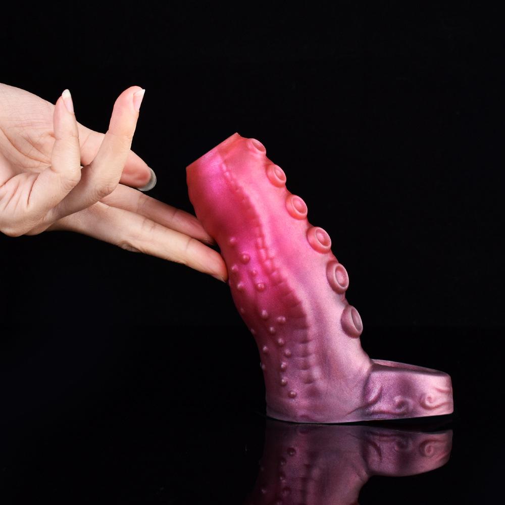 Penis Sleeve with Cock Ring, Male Sex Toys Enhance Male Stamina, Reusable Penis Extender, Stretchy Silicone Ring for Enlargement and Prolongation