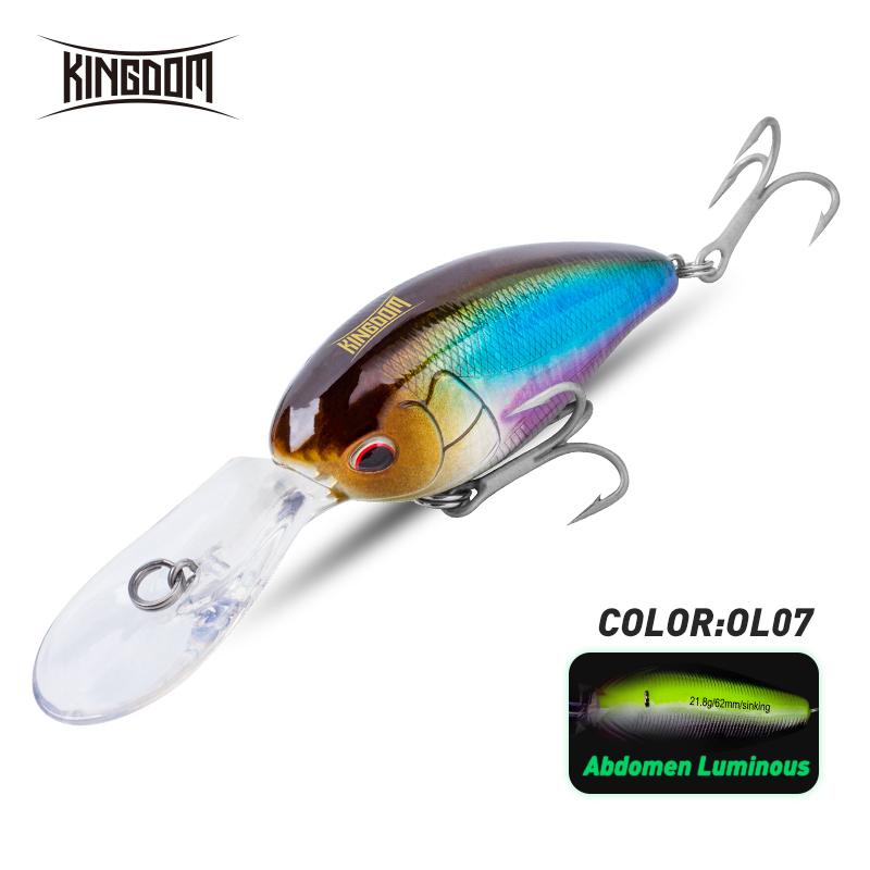 

KINGDOM Kingpro OC-62 Big Crankbait Искусственные твердые приманки 62 мм 21,8 г Тонущие плавающие приманки для троллинга для морской рыбалки 21.8g